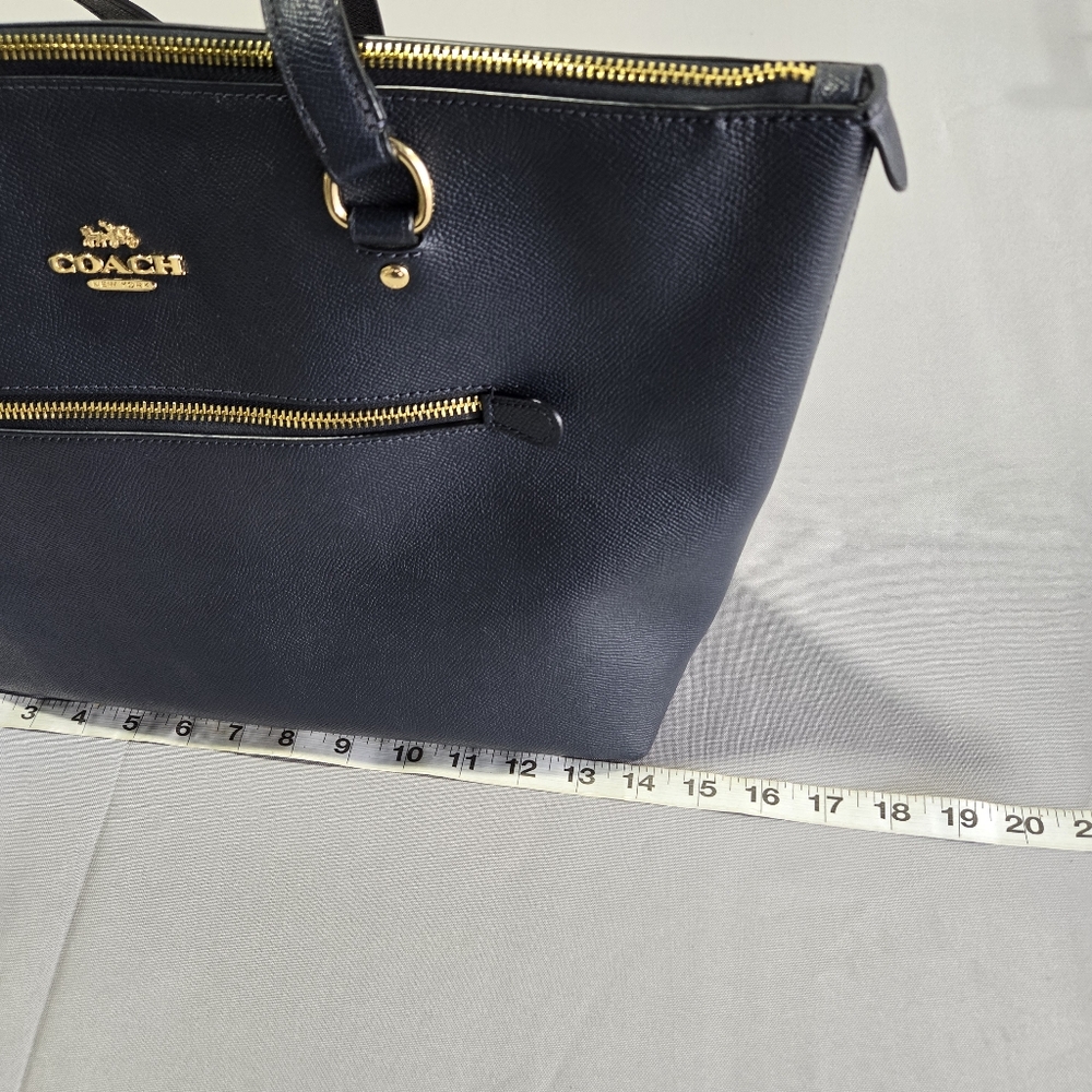 Coach (F79608) Signature Blue Leather Gallery Tote Shoulder Handbag Large ZipTop - Picture 13 of 16
